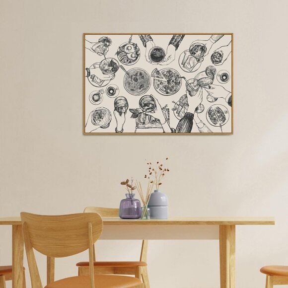 Framed Canvas Wall Art Vintage Print Cheers Friends Clinking Cute Minimalist Mid - Picture 5 of 6